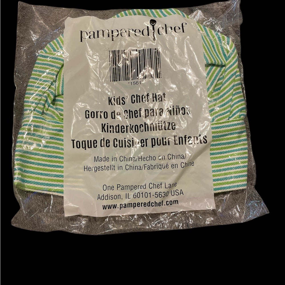 Pampered Chef Green and White Striped Chef Hat